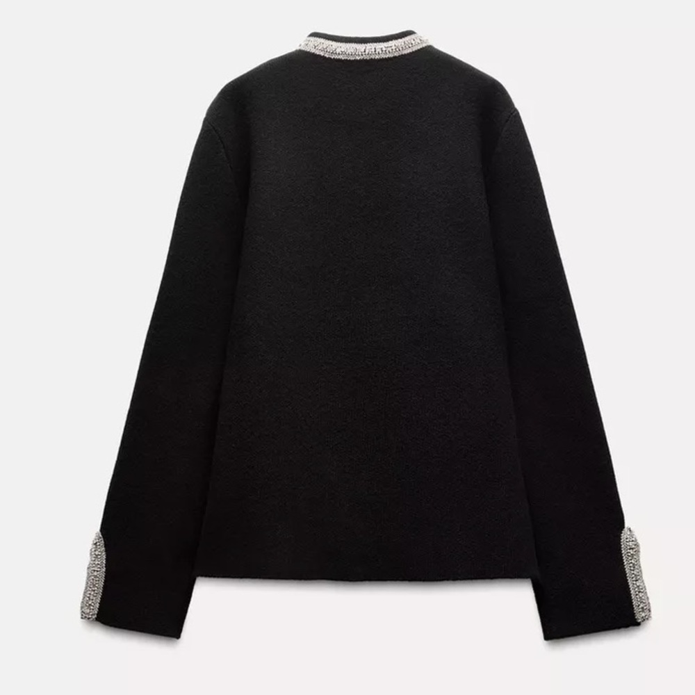 NWT Zara Jacket | ZARA 100% WOOL BEADED CARDIGAN/ JACKET (Size: M) - Picture 7 of 16